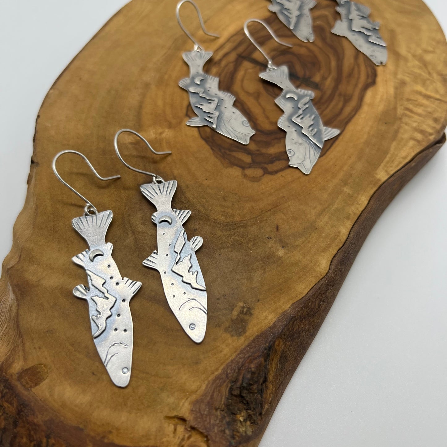 Trout and Mountain Earrings
