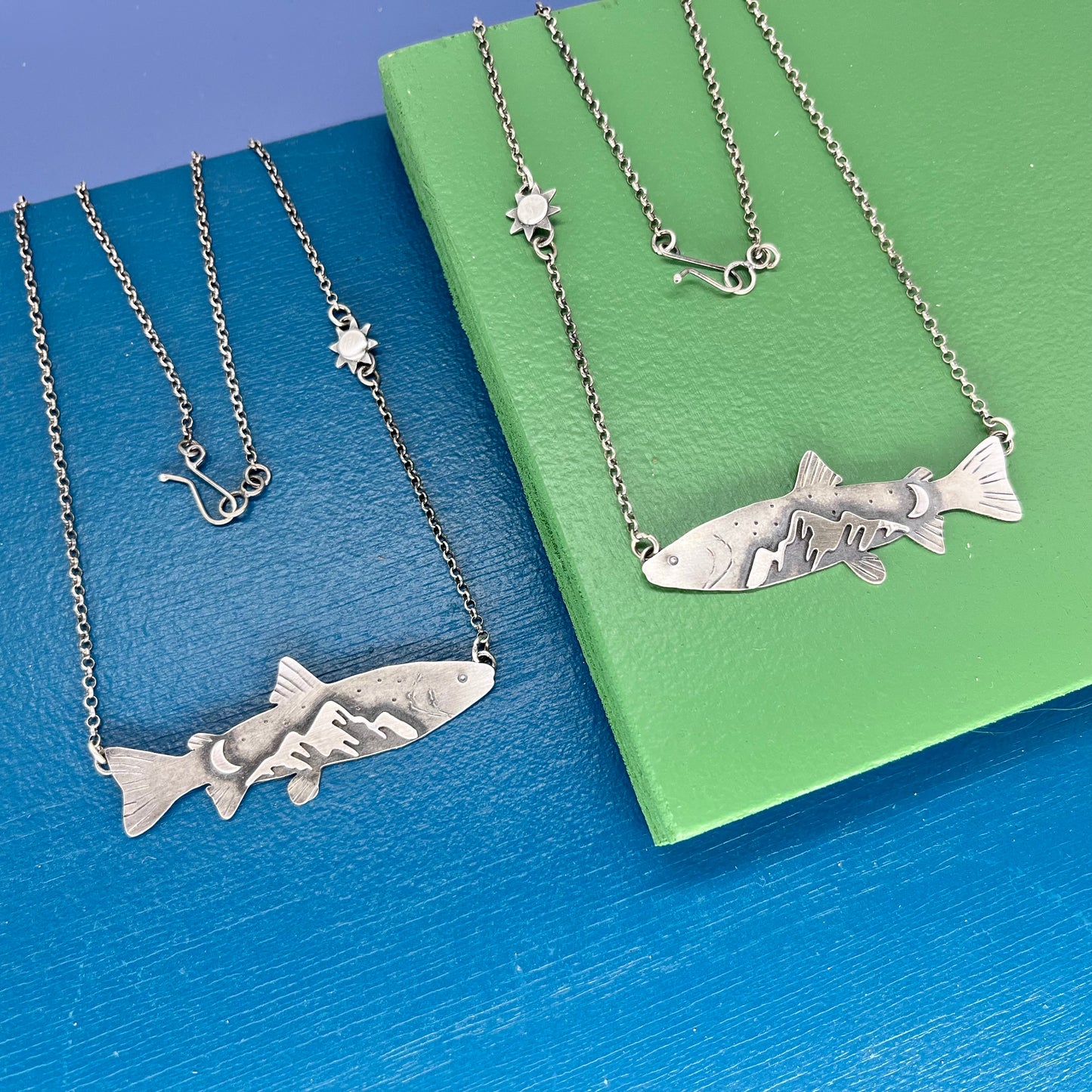 Trout and Mountain Necklace