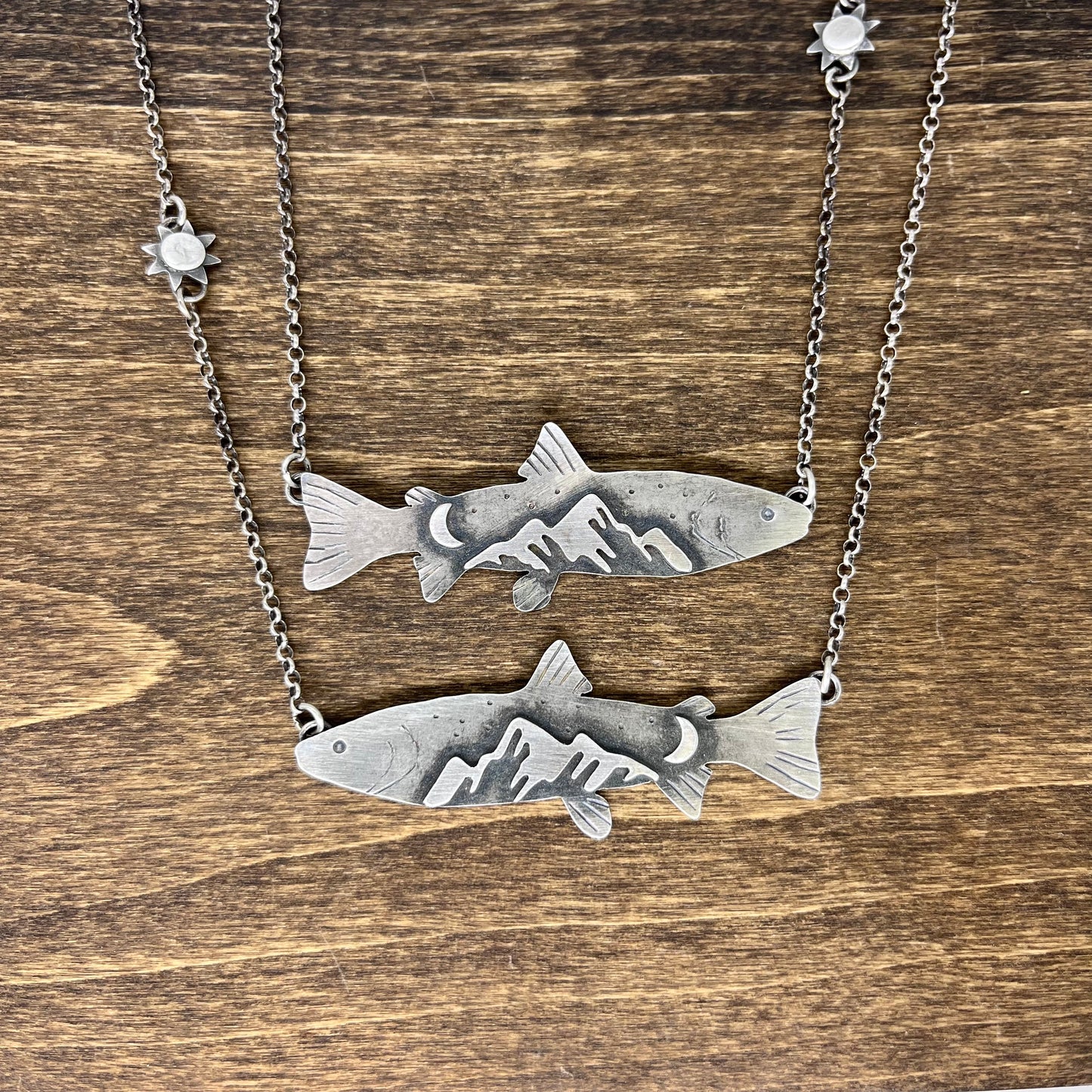 Trout and Mountain Necklace