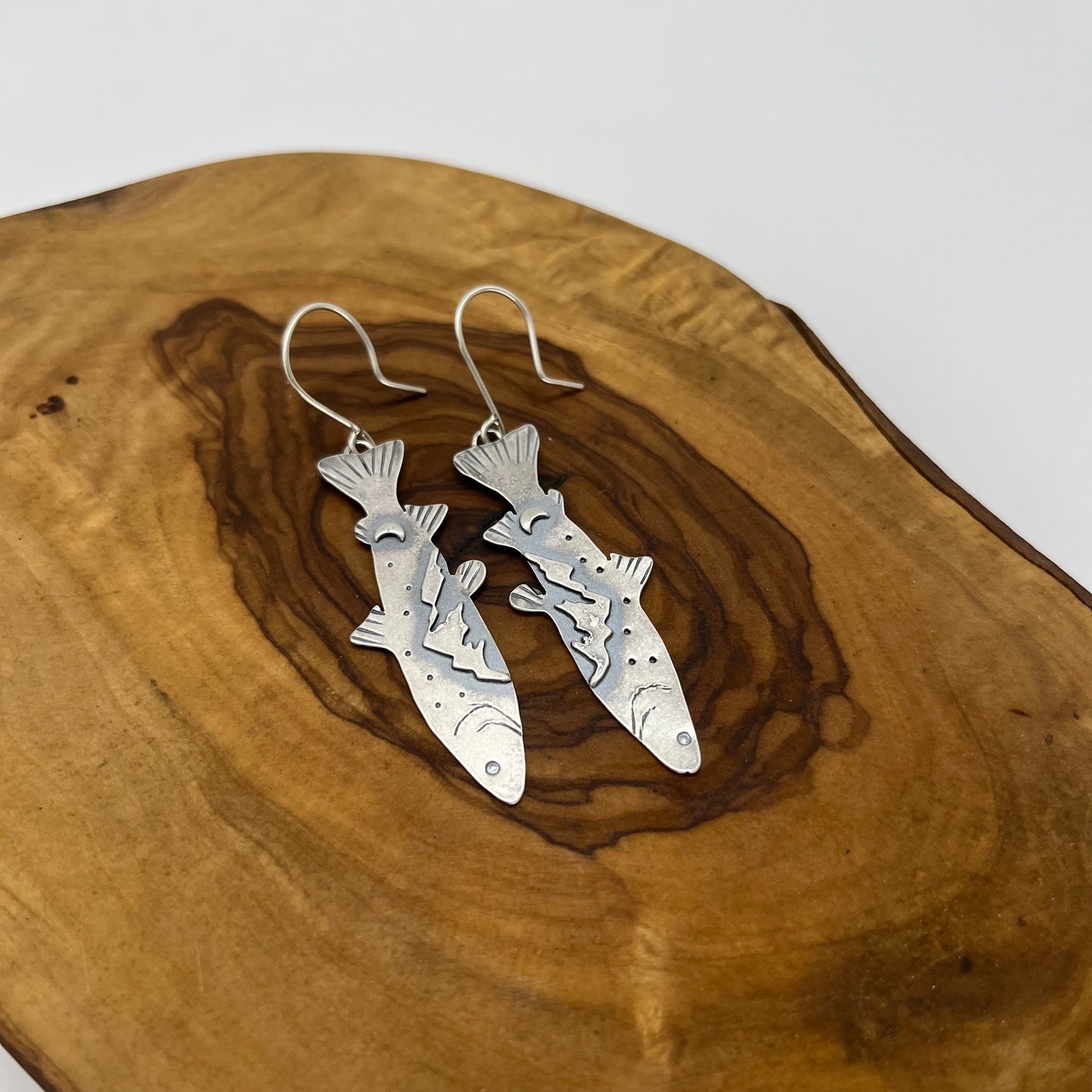 Trout and Mountain Earrings